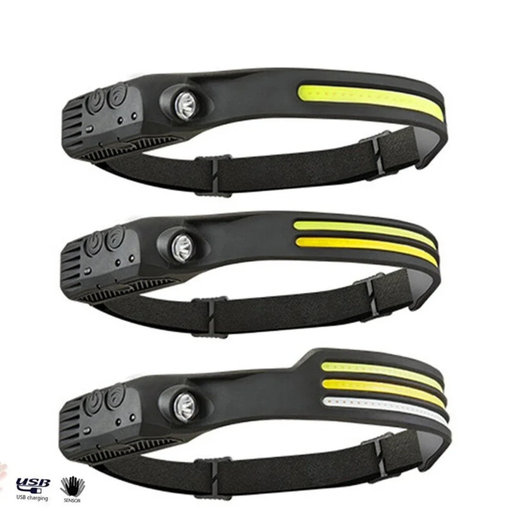Rechargeable Head lamp light with COB Waterproof Sensor LED Headlamp